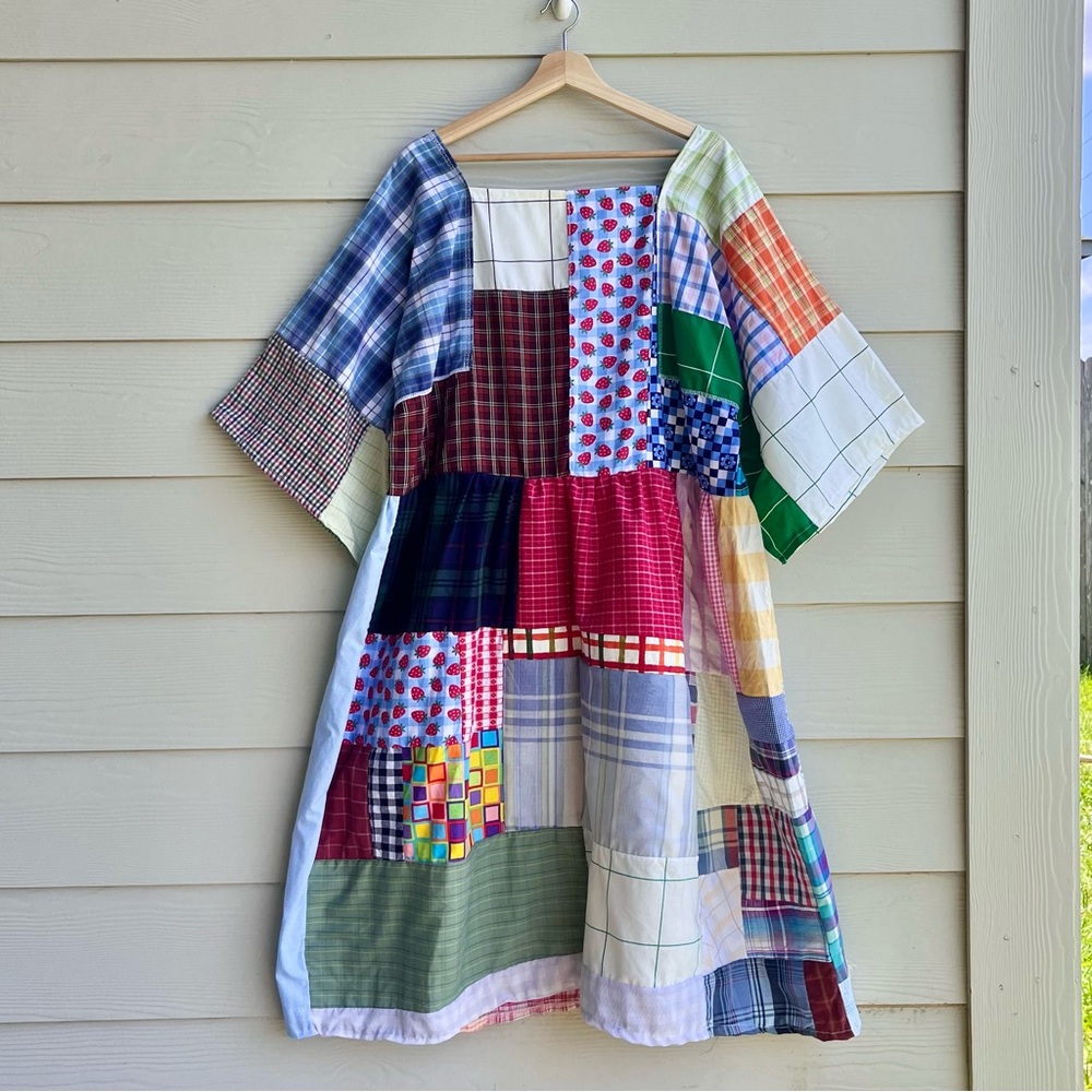 Handmade Quilted Patchwork Plaid Dress SKU 05276 - Picture 4 of 16